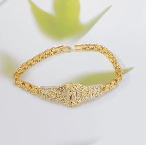 ✨🎁 Elegant armbånd med blomstermønster og utskjæring, med Jomfru Maria-motiv 💖