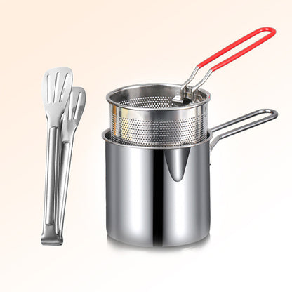 🛡️ 50% RABATT – Fritøse i 304 rustfritt stål – dypere design – helletut – oljefilter – for pommes frites, kylling, reker og tempura – kompatibel med alle komfyrer
