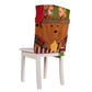 🎅 50 % RABATT! ✨ Stoltrekk med julemotiv – lin og børstet stoff, med motiv av julenissen, snømann og elg, størrelse 54 × 48 cm – festlig beskyttelse til høytidsfeiringer 🪑