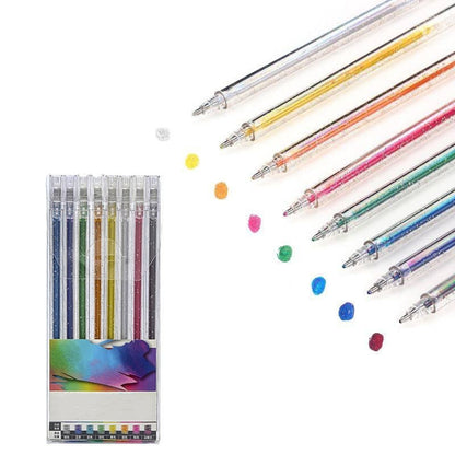 🖊️ Glittergelpenner – 8/12/18 farger, biologisk nedbrytbart glitter, giftfritt blekk. Perfekt til fargelegging og kort! ✨🎨