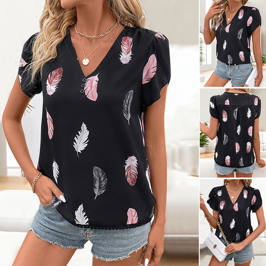 【S-3XL】👚Трикотажна тениска с пера
