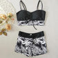 👙Costum de baie din două piese cu imprimeu, pentru femei