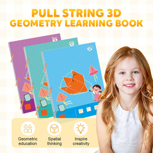 👶✨ Книга за учене на геометрия с 3D модели и шнур за издърпване