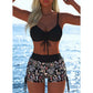 Set de bikini pentru femei cu șnur și pantaloni scurți tip „boy shorts”
