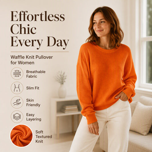 👚Sesongstil - Sweatshirt med vaffeltekstur – Ledig passform og klassisk stil for ethvert casual antrekk