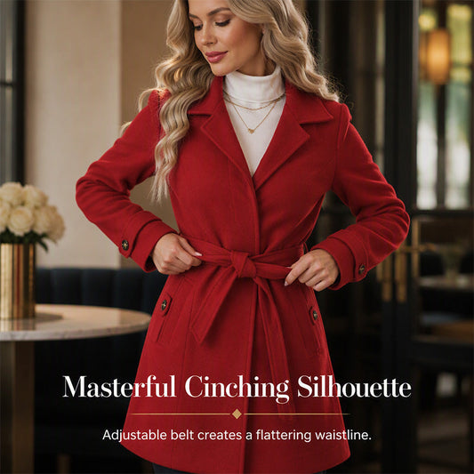 💖 Skreddersydd for å fremheve figuren | Slim-fit-kåpe med belte og én rad knapper for damer