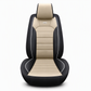 Universal Full Coverage Leather Car Seat Covers All Seasons Cushion Protectors with Color Block Horizontal Stripe Design for 5-Seat Cars