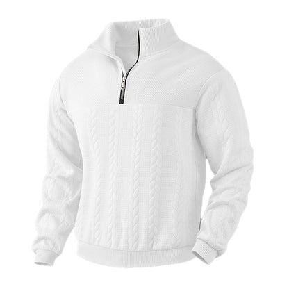 Casual jacquard-genser med halv glidelås for menn