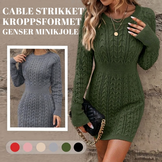 Kabelstrikket bodycon mini genserkjole