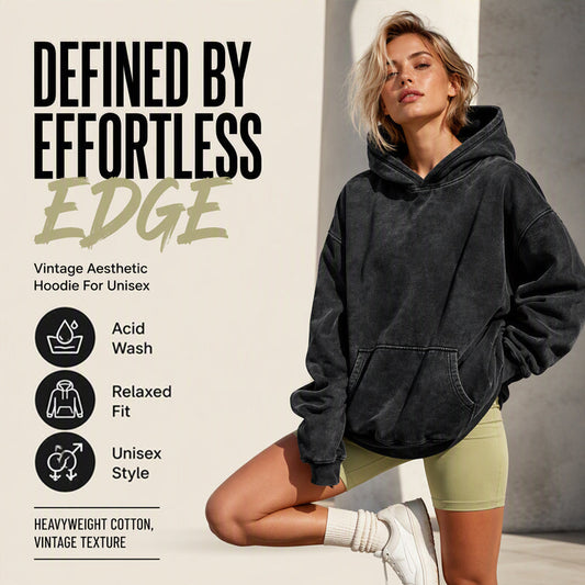 ⌛Tidsbegrenset tilbud – Unisex, avslappet, oversized hoodie med acid wash-effekt