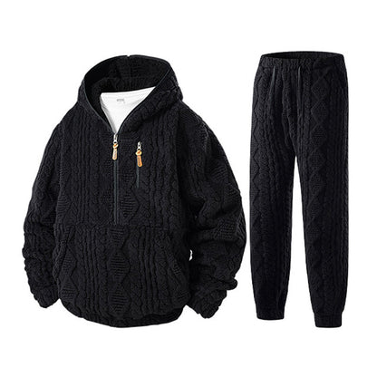 Komfortabelt strikkesett med lue for menn — vintermodell 🧥