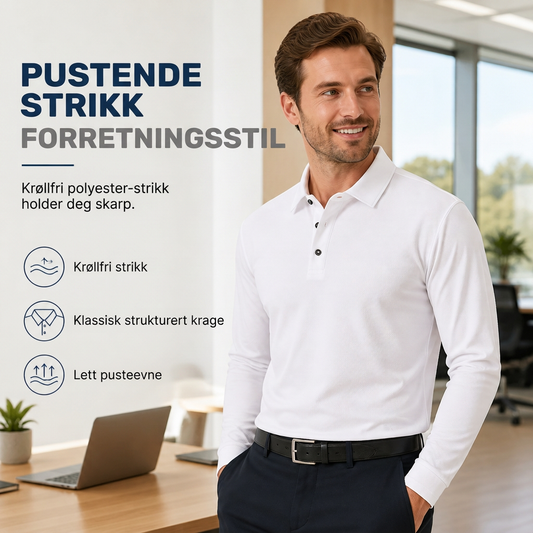 Langermet krage-T-skjorte for menn
