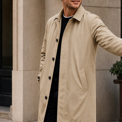 🧥Vannavstøtende og polstret, vindtett og varm❄️ Vannavstøtende, polstret trenchcoat for menn – beskyttelse mot vind og regn, varme til høst og vinter ✨