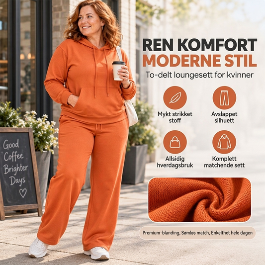 Avslappet, løstsittende 2-delt loungewear-sett for kvinner