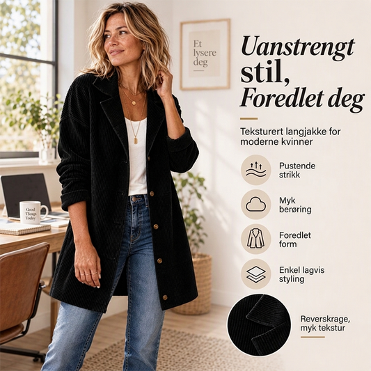Avslappet Corduroy-jakke med Knapper for Kvinner