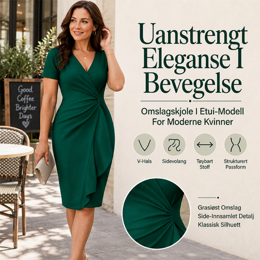 Dame Elegant V-hals kjole med volanger og omslag