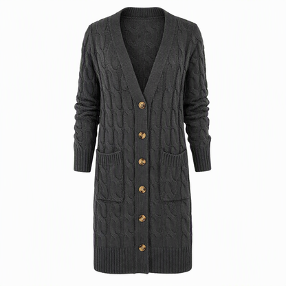 Lang enkeltknappet strikkevest for damer – Casual vest til høst og vinter ✨🍂