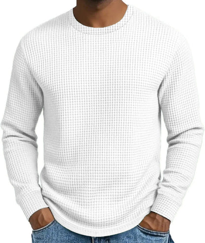 Casual langermet herre-sweatshirt med rund hals og smal passform
