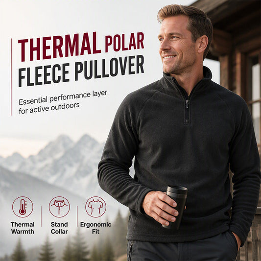 🧥 Varm herre-sweatshirt i polar fleece med stående krage