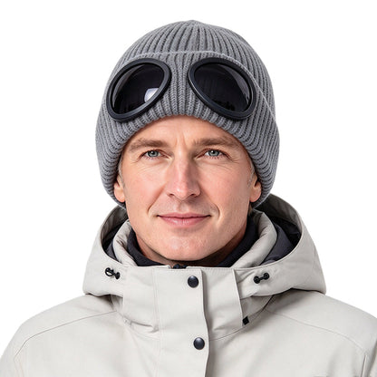 Unisex varm strikket lue med skibriller