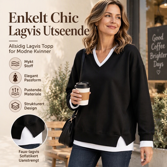 Damegenser med V-hals og lag-på-lag-look