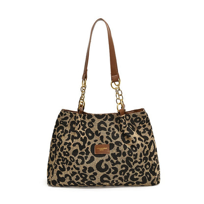 Retro leopardmønstret totebag for kvinner