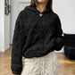 Damegenser med hette i diamantmønstret jacquard-plush