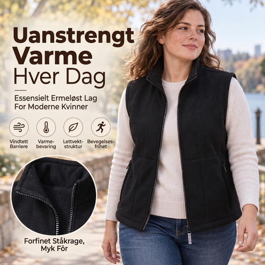 Termisk, børstet vest medstående krage for kvinner