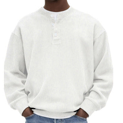 ✨【Kjøp 1, få 1 gratis】Avslappet cordfløyels-Henley-overdel med lange ermer for menn – Myk, stilfull og komfortabel ✨👕🍂
